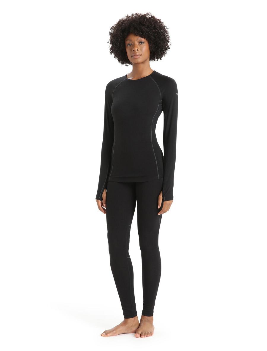 Icebreaker BodyfitZone™ Merino 150 Zone Thermal Leggings Naisten Base Layers Mustat | FI 1888DFMN